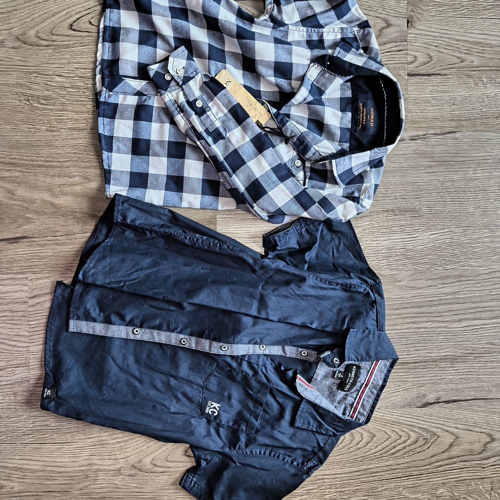 Nomad Men's Checkered and Solid Blue Shirt Jackets